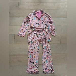 Nick & Nora Womens Sewing Pajama Set Size S Pink Cotton